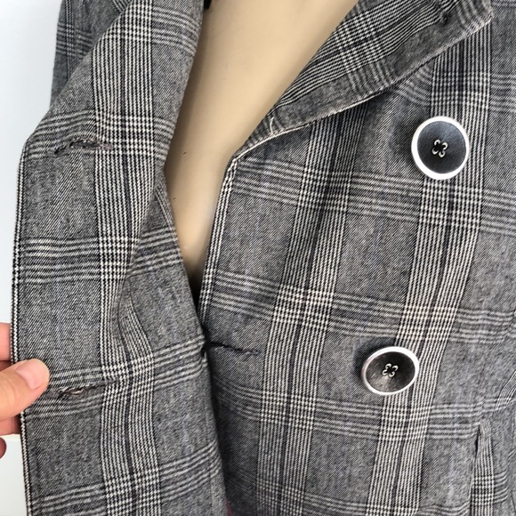EUC RW&Co Black and Gray Cotton Plaid Coat Size S - Picture 9 of 14